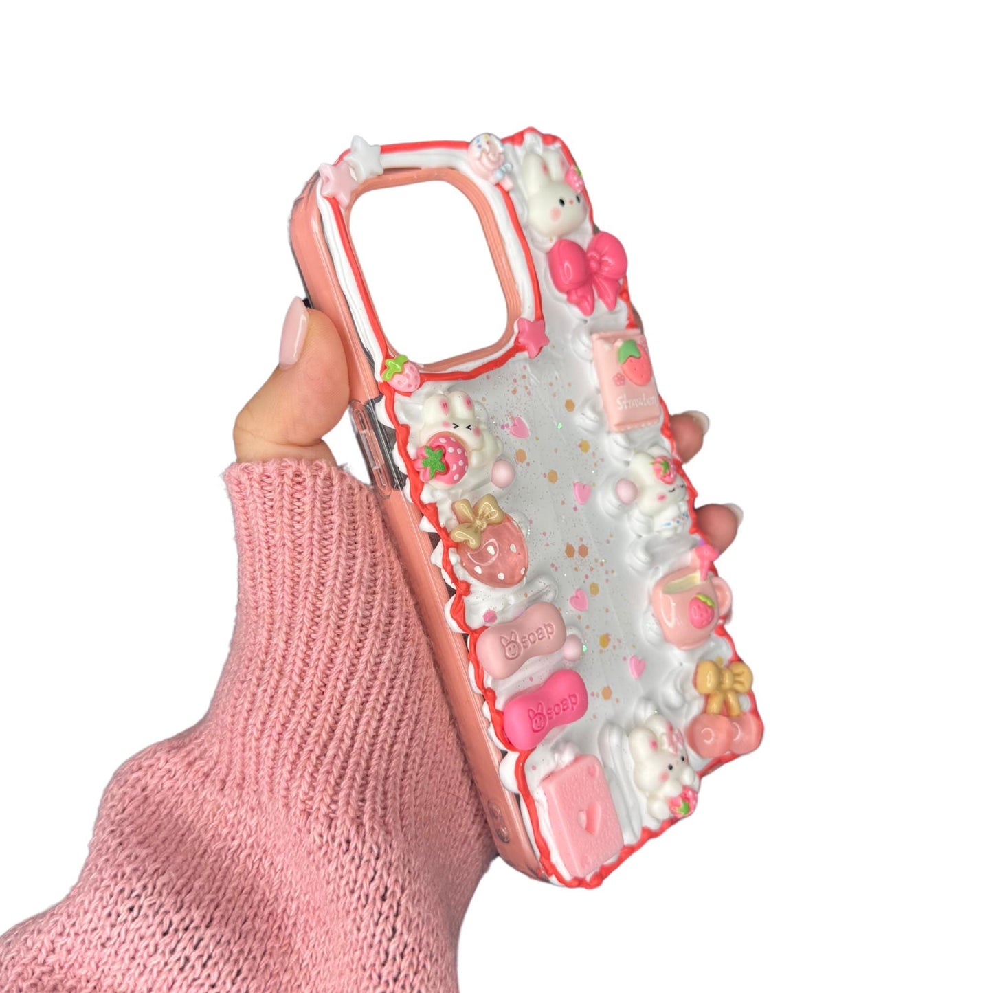 Pink Rabbit Decoden Phone Case for any phone model iPhone/ Android