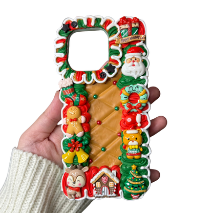 Christmas Gingerbread Decoden Phone Case | Festive Holiday Design with Santa | For Any Phone Model iPhone Android