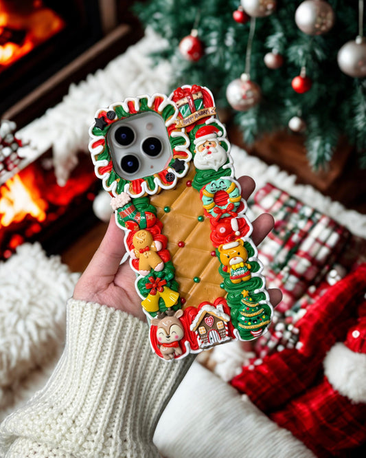 Christmas Gingerbread Decoden Phone Case | Festive Holiday Design with Santa | For Any Phone Model iPhone Android