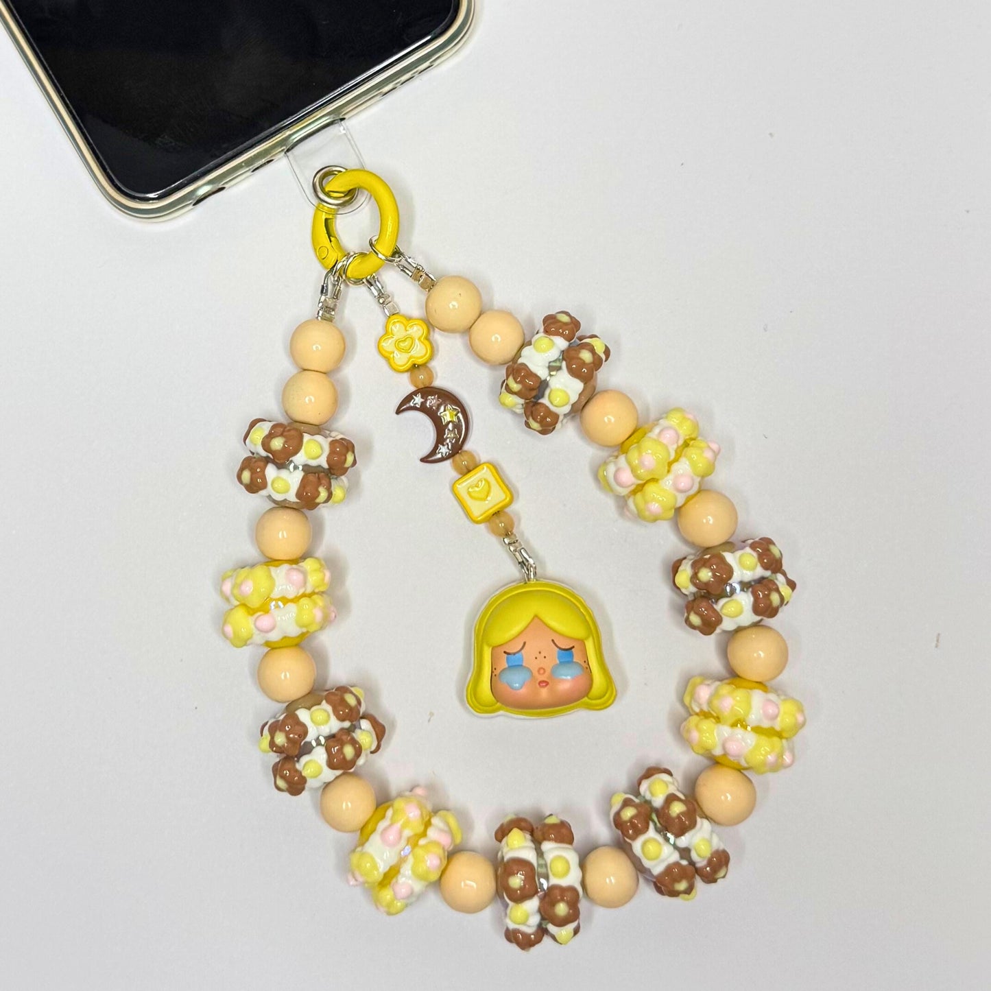 Crybaby Banana Milk Phone Strap | Beaded Phone Chain | Keychain | PopMart Pop Bean Macaron Dessert | Wirstlet | Beaded Phone Strap