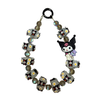 Black Kuromi Phone Strap | Phone Chain | Keychain | Sanrio | Wirstlet | Beaded Phone Strap | Beaded Phone Chain