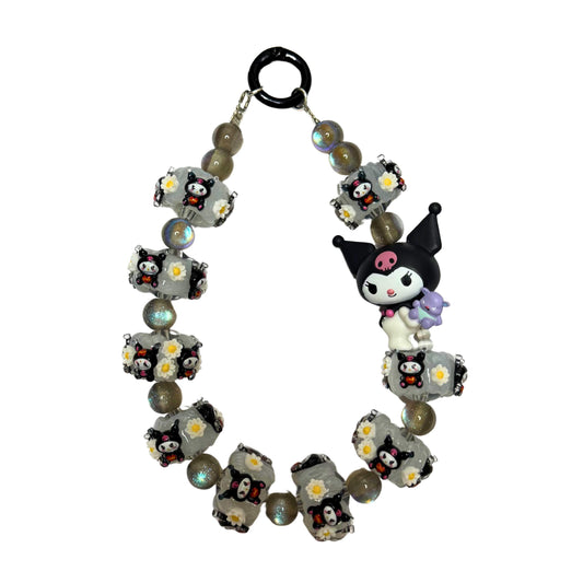 Black Kuromi Phone Strap | Phone Chain | Keychain | Sanrio | Wirstlet | Beaded Phone Strap | Beaded Phone Chain