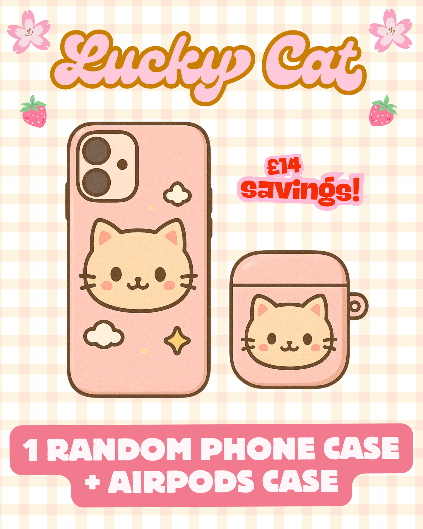 LUCKY CAT BOX: (1) Random Phone Case + (1) Random Airpods Case - for any phone model iPhone/ Android