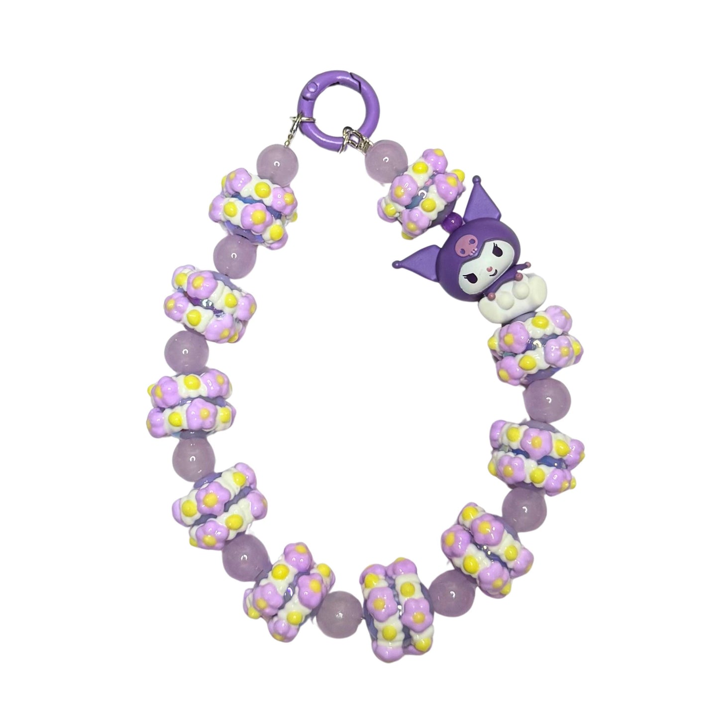 Purple Kuromi Phone Strap | Phone Chain | Keychain | Sanrio | Wirstlet | Beaded Phone Strap | Beaded Phone Chain