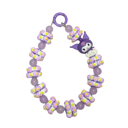 Purple Kuromi Phone Strap | Phone Chain | Keychain | Sanrio | Wirstlet | Beaded Phone Strap | Beaded Phone Chain
