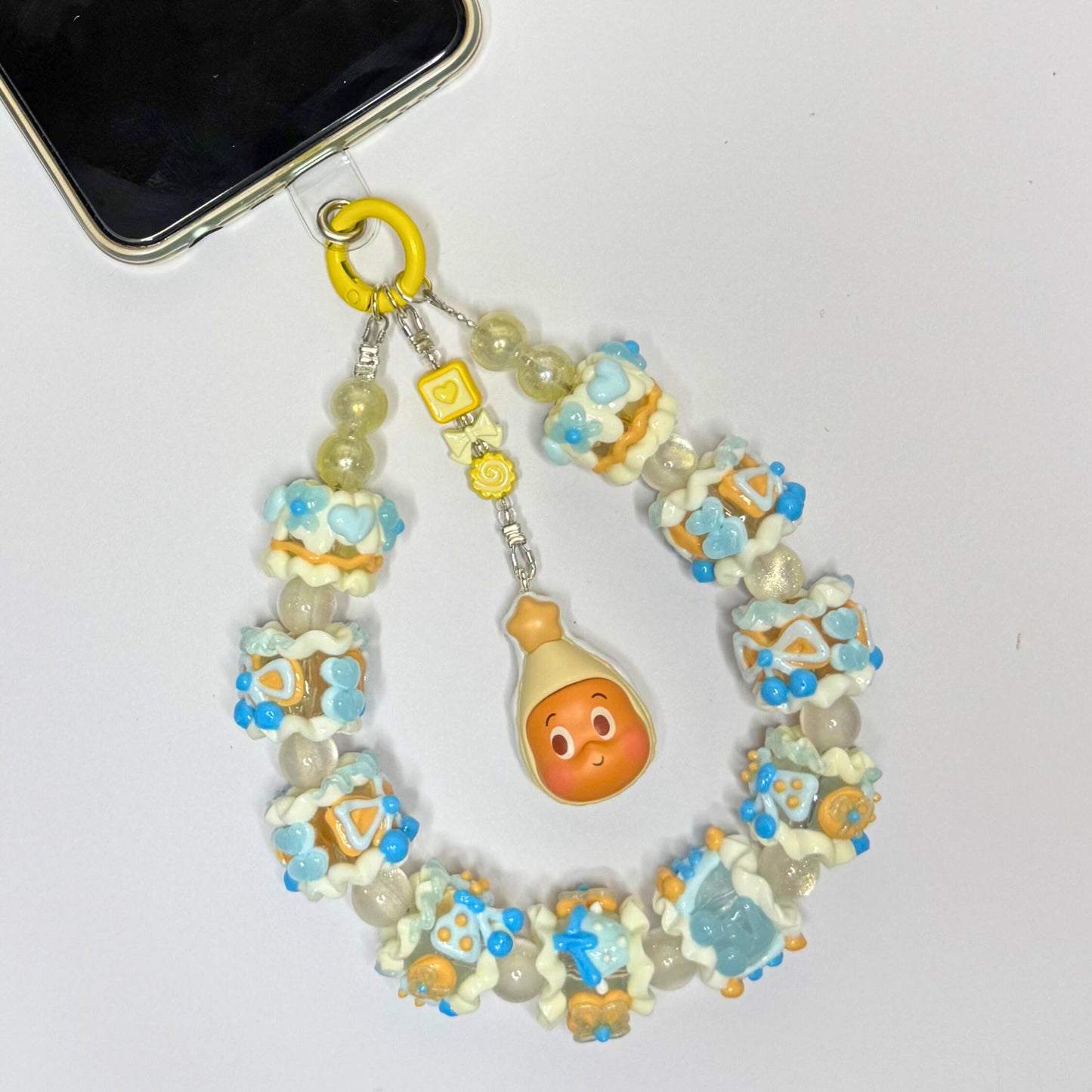 Twinkle Twinkle Soy Milk Cheese Phone Strap | Beaded Phone Chain | Keychain | PopMart Pop Bean Macaron Dessert | Wirstlet