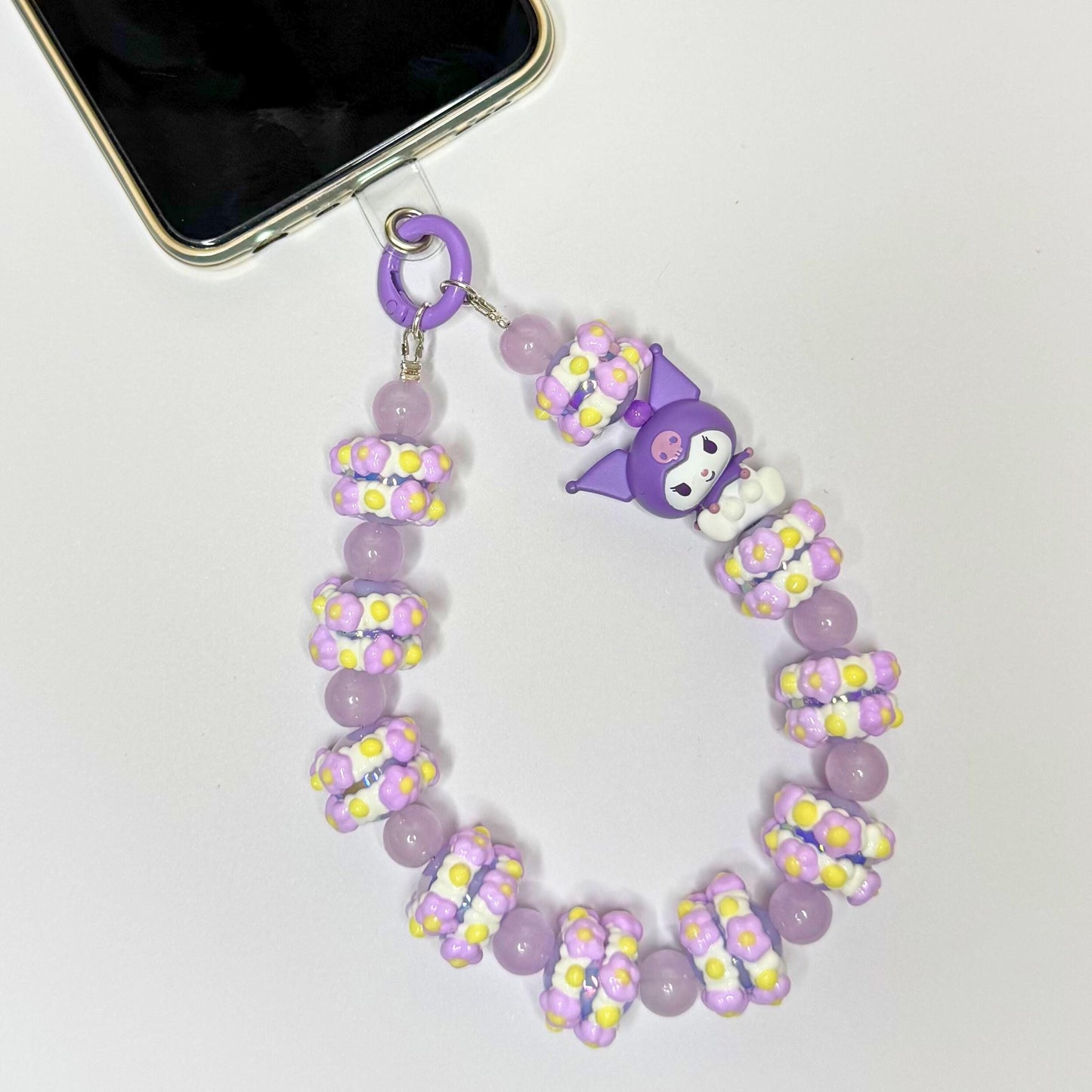 Purple Kuromi Phone Strap | Phone Chain | Keychain | Sanrio | Wirstlet | Beaded Phone Strap | Beaded Phone Chain