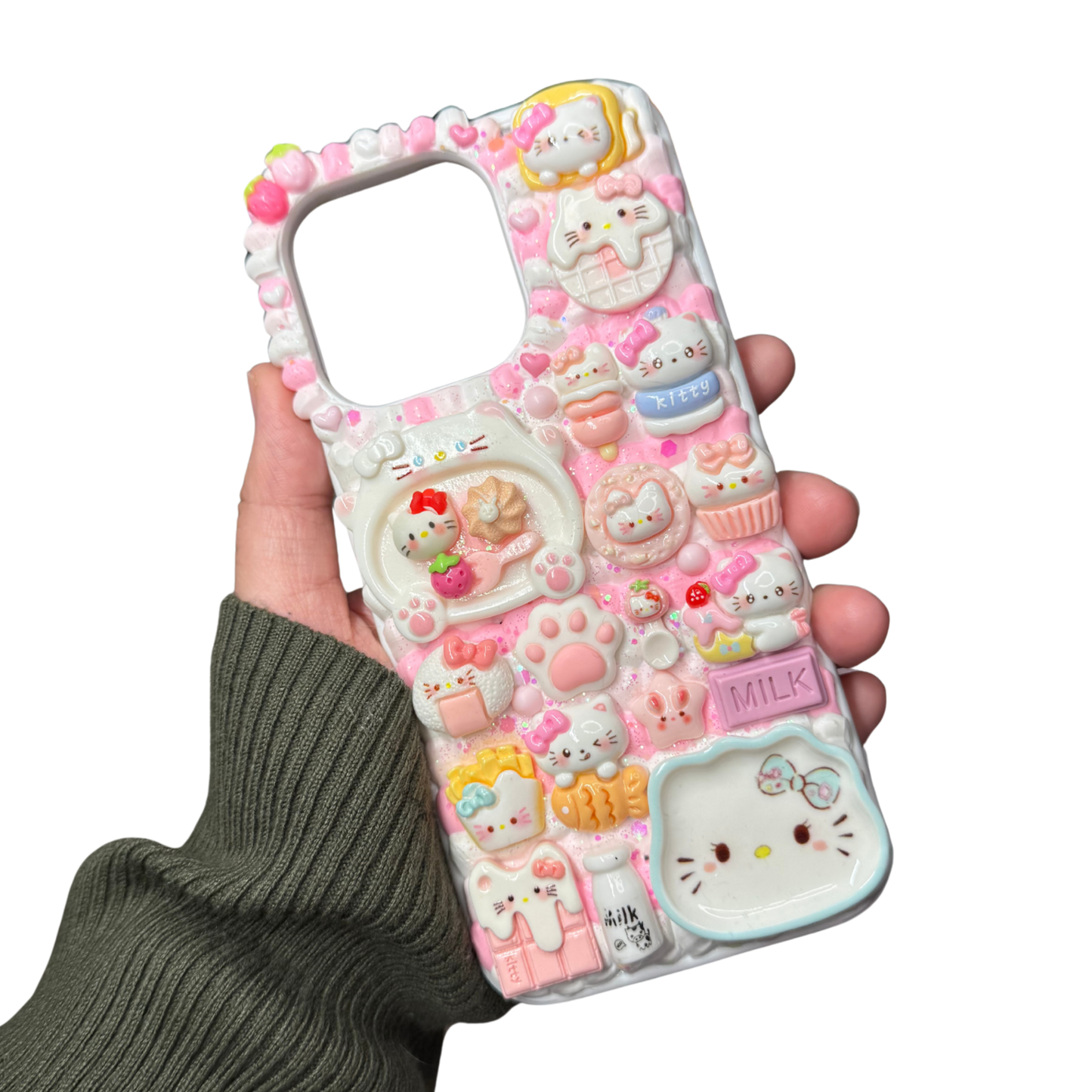 HELLO KITTY TREATS Decoden Phone Case | Kawaii 3D Cute Dessert Design | Handmade Whipped Cream Case for iPhone & Android