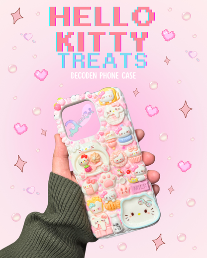 HELLO KITTY TREATS Decoden Phone Case | Kawaii 3D Cute Dessert Design | Handmade Whipped Cream Case for iPhone & Android