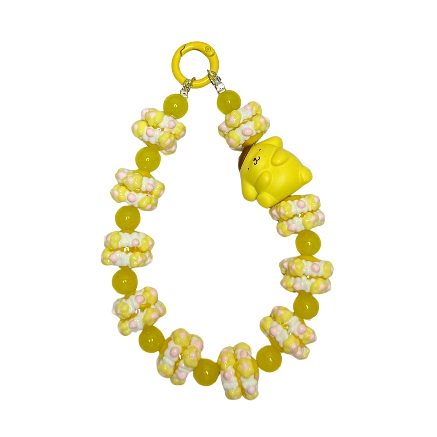Pompompurin Phone Strap | Phone Chain | Keychain | Sanrio Yellow Dog | Wirstlet | Beaded Phone Strap | Beaded Phone Chain