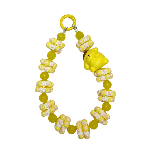 Pompompurin Phone Strap | Phone Chain | Keychain | Sanrio Yellow Dog | Wirstlet | Beaded Phone Strap | Beaded Phone Chain