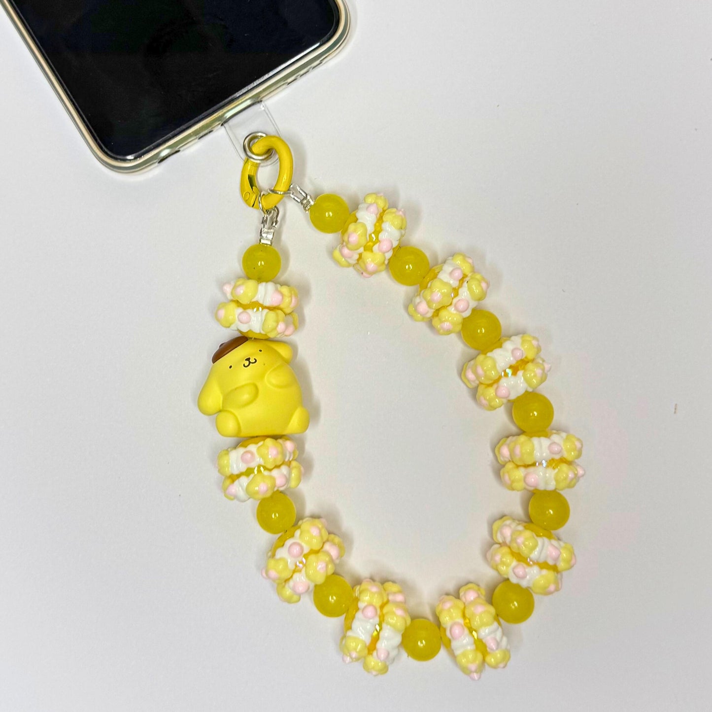 Pompompurin Phone Strap | Phone Chain | Keychain | Sanrio Yellow Dog | Wirstlet | Beaded Phone Strap | Beaded Phone Chain