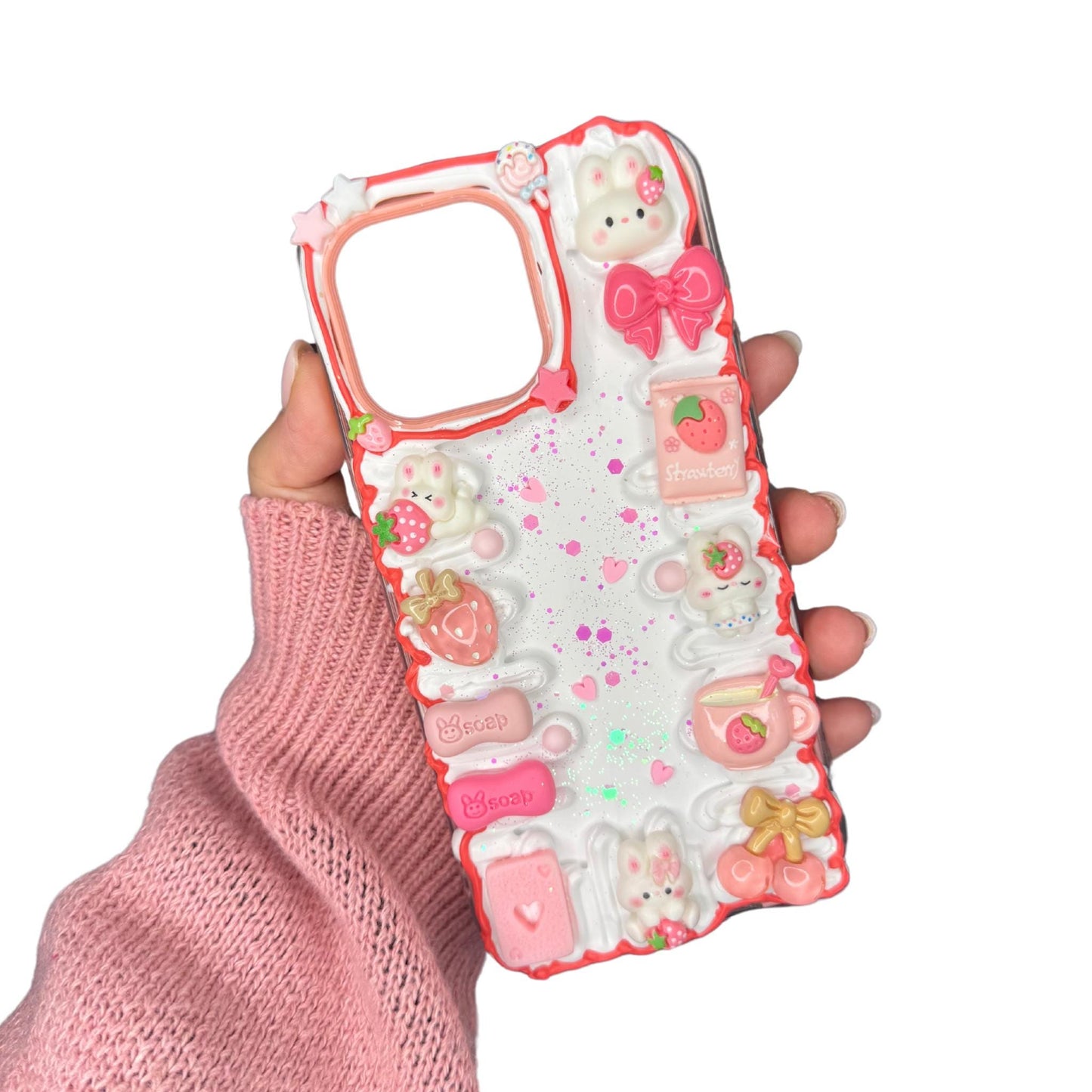 Pink Rabbit Decoden Phone Case for any phone model iPhone/ Android
