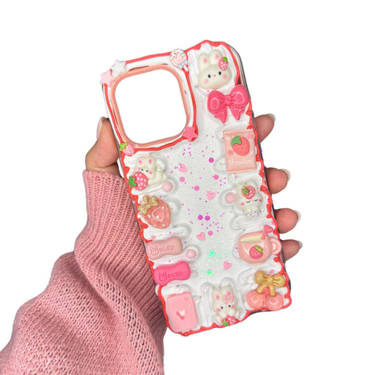 Pink Rabbit Decoden Phone Case for any phone model iPhone/ Android