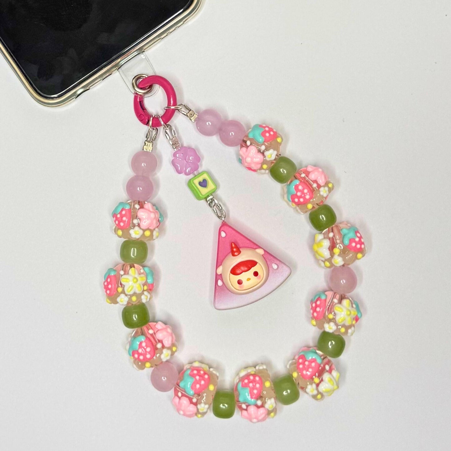 Pucky Guava Phone Strap | Beaded Phone Chain | Keychain | PopMart Pop Bean Fruit Platter Series | Wirstlet | Beaded Phone Strap