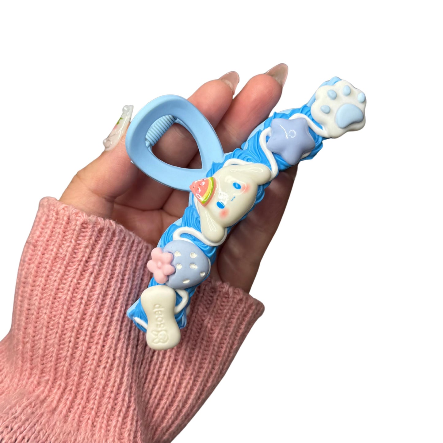 Cinnamoroll Beauty Bundle | Decoden Hair Claw, Pocket Mirror & Hair Clips Set | Complete Kawaii Gift Set