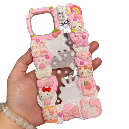 Hello Kitty Milk Decoden Phone Case for any phone model iPhone/ Android