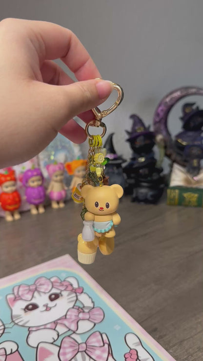 Butterbear Milk Keychain | Authentic Bear Figure Bag Charm | Yellow Kawaii Accessory