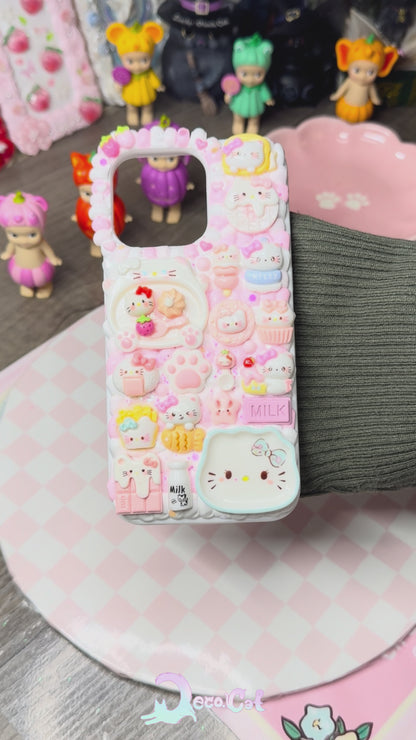 HELLO KITTY TREATS Decoden Phone Case | Kawaii 3D Cute Dessert Design | Handmade Whipped Cream Case for iPhone & Android