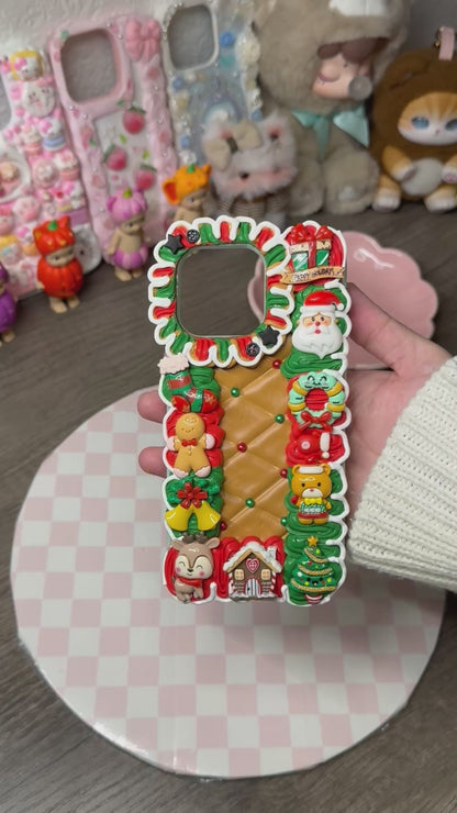 Christmas Gingerbread Decoden Phone Case | Festive Holiday Design with Santa | For Any Phone Model iPhone Android