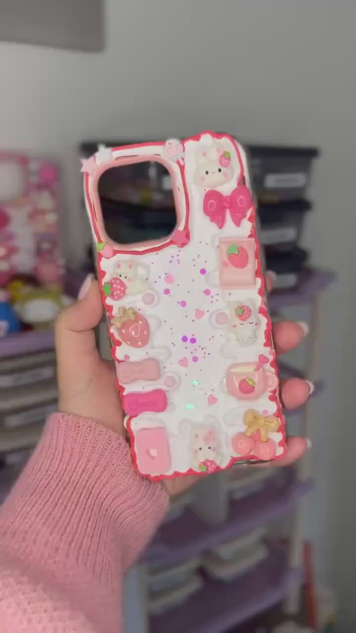 Pink Rabbit Decoden Phone Case for any phone model iPhone/ Android