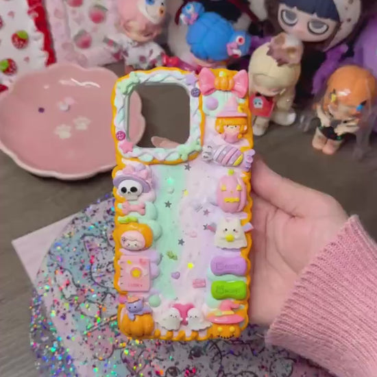 Trick-or-Treat Yo’Self Halloween Decoden Phone Case | Pastel Spooky Kawaii Witchy Candy | Cute Phone Cover for Any Phone Model