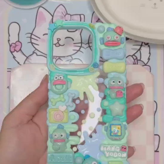 Hangyodon Fishman Decoden Phone Case with Milk Spill | Cute Kawaii Phone Cover for iPhone & Android | Sanrio Case