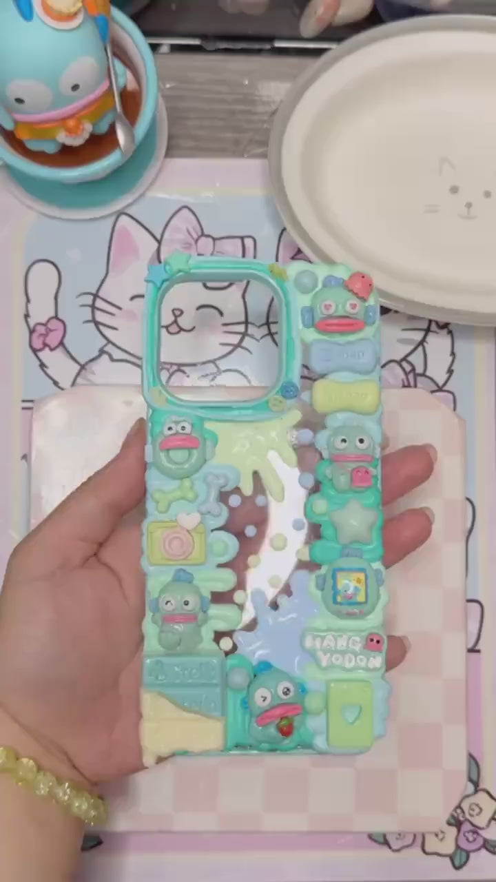 Hangyodon Fishman Decoden Phone Case with Milk Spill | Cute Kawaii Phone Cover for iPhone & Android | Sanrio Case