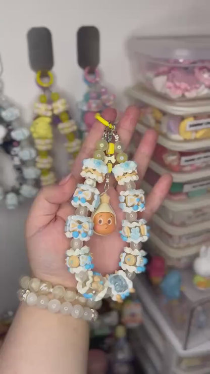 Twinkle Twinkle Soy Milk Cheese Phone Strap | Beaded Phone Chain | Keychain | PopMart Pop Bean Macaron Dessert | Wirstlet