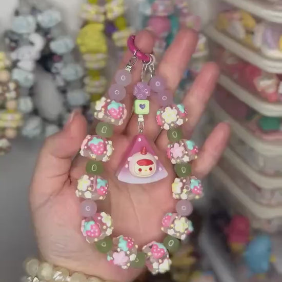 Pucky Guava Phone Strap | Beaded Phone Chain | Keychain | PopMart Pop Bean Fruit Platter Series | Wirstlet | Beaded Phone Strap