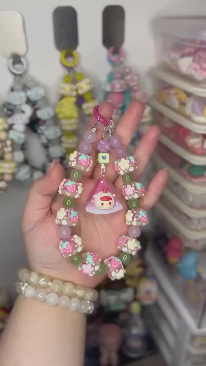 Pucky Guava Phone Strap | Beaded Phone Chain | Keychain | PopMart Pop Bean Fruit Platter Series | Wirstlet | Beaded Phone Strap