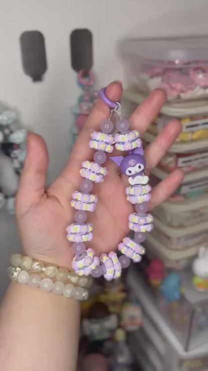 Purple Kuromi Phone Strap | Phone Chain | Keychain | Sanrio | Wirstlet | Beaded Phone Strap | Beaded Phone Chain